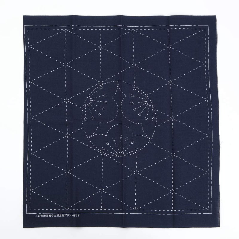 Daruma Sashiko kit, Yokota Sashiko Thread and Template Yume Fukin with Original English Manual, Fabric, Japanese Textile (White Thread/Navy Dishcloth 2) - Image 4